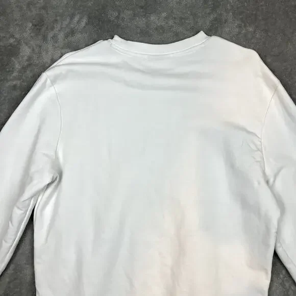 Hugo Boss Cotton Terry Sweatshirt Men L White Streetwear Reverse Spellout